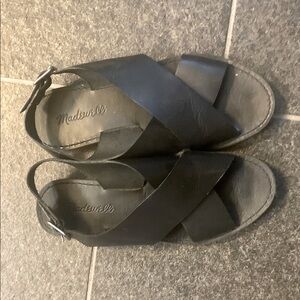 Madewell Black Leather Crossover Sandals